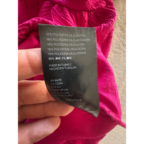 Free People Violet Mini Dress Fuchsia Pink Puff Sleeve Open Back XL - Picture 6 of 6